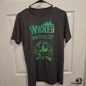🍂3/$15 Wicked New York City Musical Broadway Graphic T Shirt Gray Women's‎ Sz M